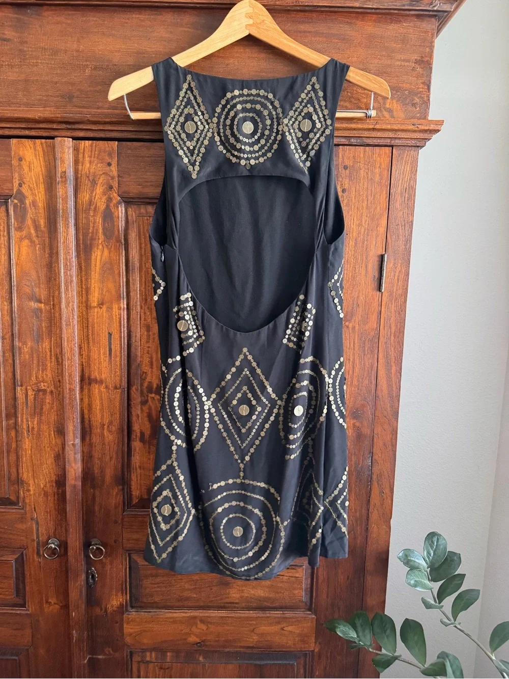 Shari Bodell Silk Sequin Black Dress